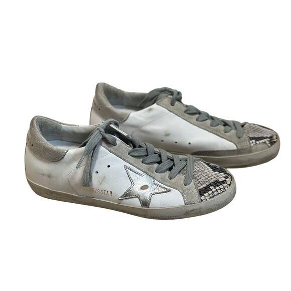 Golden Goose Superstar White Leather & Python Sneaker size‎ 37 - Picture 1 of 6